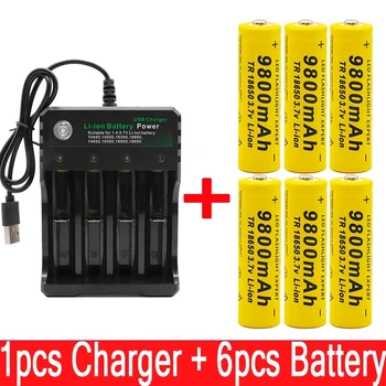 100% Нова батерия 18650 3,7 В литиево-йонна акумулаторна батерия за led фенерче батерия 18650 на едро + USB зарядно устройство