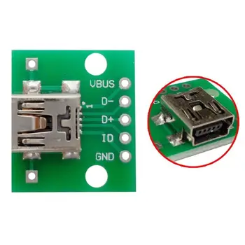 5 бр. мини-USB адаптер DIP конвертор за печатна платка 2,54 mm, захранване 