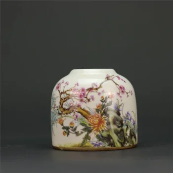 Китайските порцеланови буркани Famille Rose Кинг Guangxu саксия с цветя модел 3,78 инча