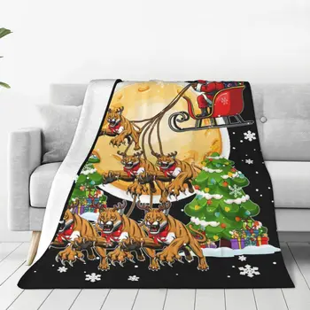 Коледен Кугуар с елени, забавен любител на котки, Коледни фланелен наметала, одеало за легло, мек юрган за спалня на открито