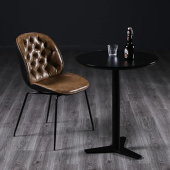 Модерен американски единична маса за хранене, стол с лесен облегалка Луксозни Кожени трапезни столове ретро дизайнерски мебели Muebles De Cocina WZ