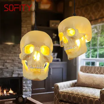 Окачен лампа SOFITY Nordic с творчески абажуром под формата на черепа, декоративно led висящи осветителни тела с модерен дизайн за домашно осветление