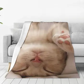 Сладко модно фланелевое одеало за сън на котката с 3D-принтом за домашни любимци, страхотно одеяло за дома 125*100 см