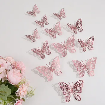 Стикер с куха пеперуда на стената, коледна украса, декоративна стикер 3D триизмерна
